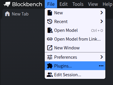 Open the plugin manager in Blockbench